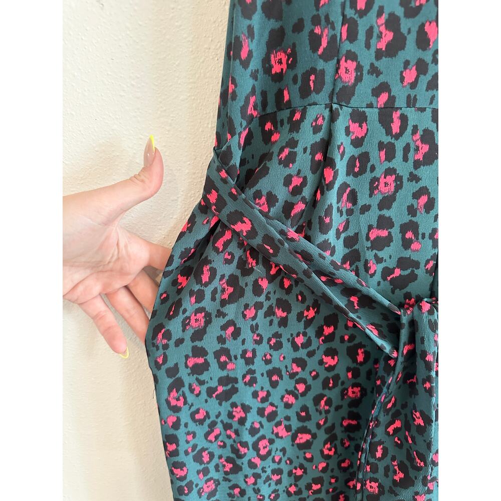 Dark Teal and Hot Pink Cheetah Print Jumpsuit size large - Picture 6 of 12
